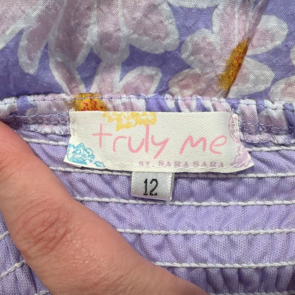 NWOT Truly Me by Sara Sara Daisy Flower Tiered Flutter Dress, Purple, Girls 12 - Picture 7 of 8
